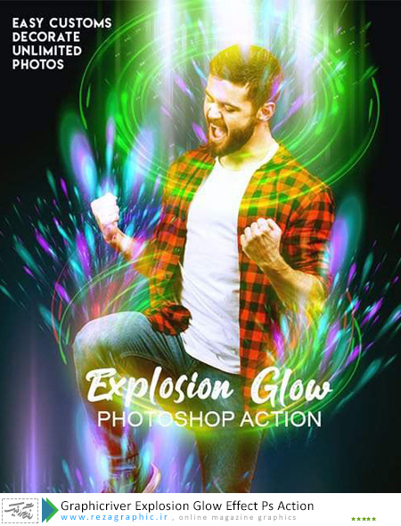 اکشن افکت انفجار درخشان فتوشاپ گرافیک ریور - Graphicriver Explosion Glow Effect Ps Action